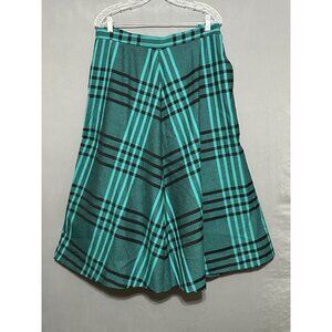 Evan Picone Midi Skirt Vintage Women’s Sz 18 Teal Green/ Blue Plaid Has Pockets